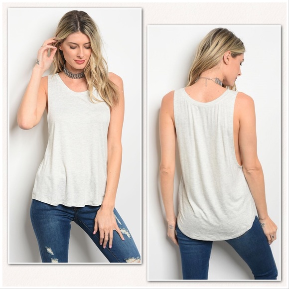 Tops - Light Gray Sleeveless Top